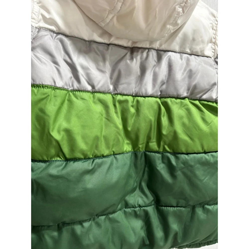 Kids Old Navy Hooded Color Block Puffer Jacket with Yellow Fleece Lining, 3T